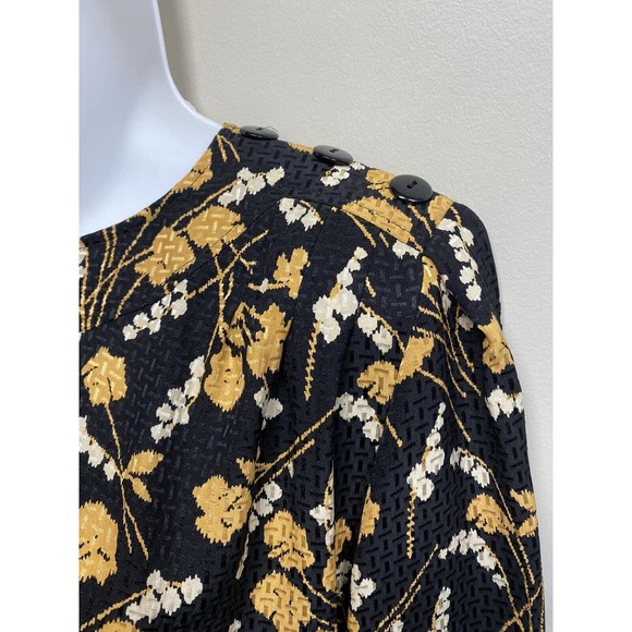 Liz Claiborne Vintage 100%Silk Embossed Floral Print Shift Midi Dress ~ 8 - Picture 3 of 6